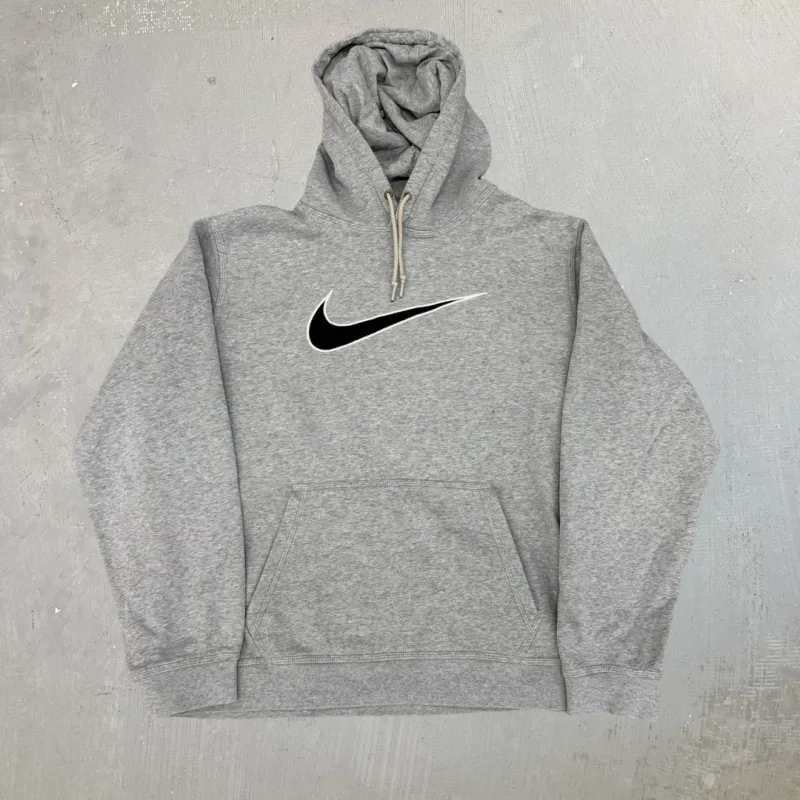 J- Vintage Nike Embroidered Swoosh Grey Hoodie - XL made by HG Vintage