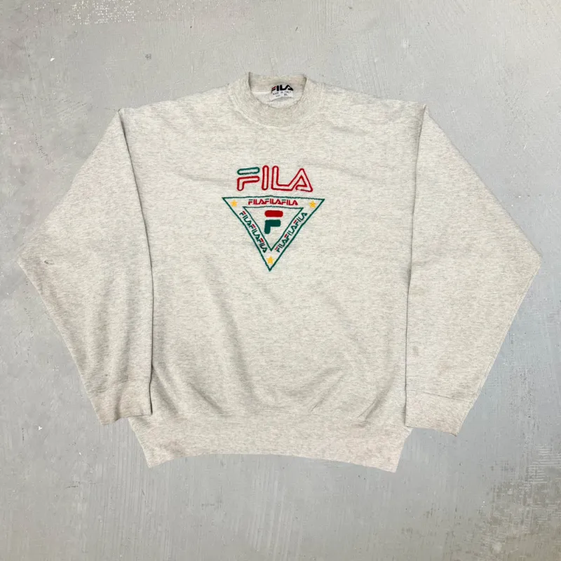 J- Vintage Fila Embroidered Text Made In Italy Crewneck - XL sold by HG Vintage