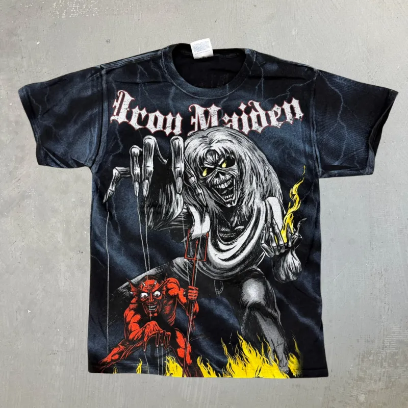J- Vintage Iron Maiden Number Of The Beast All Over Print Tee - M made by HG Vintage