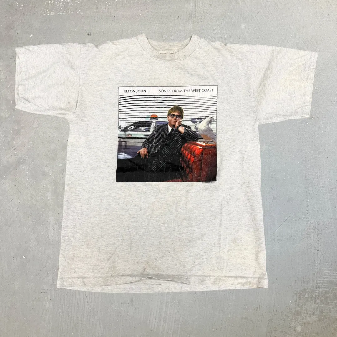 J- Vintage '01 Elton John Picture Songs From The West Coast Tee - L sold by HG Vintage