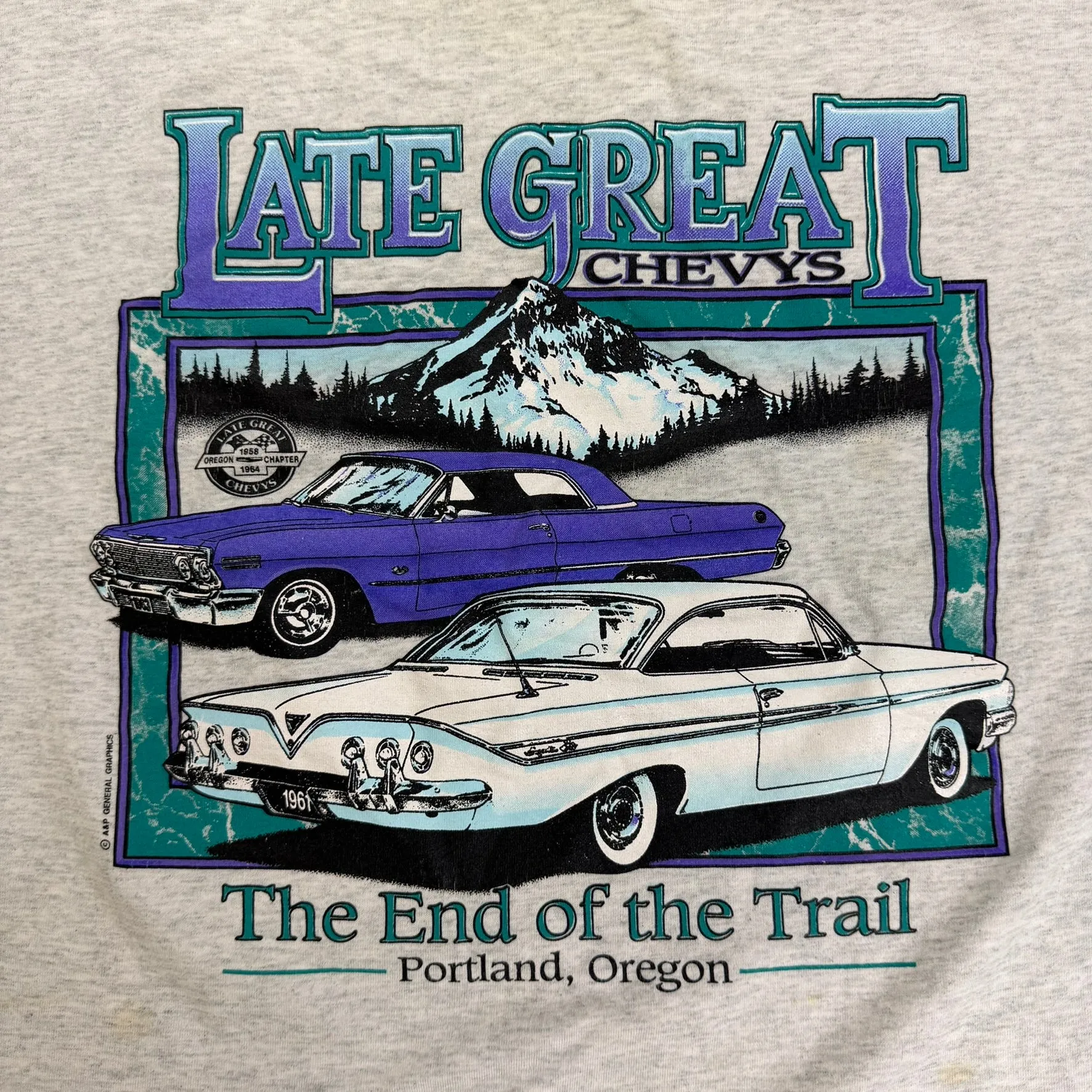 J- Vintage Late Great Chevys Portland Graphic Made In USA Single Stitch Tee - L sold by HG Vintage product image thumbnail 2