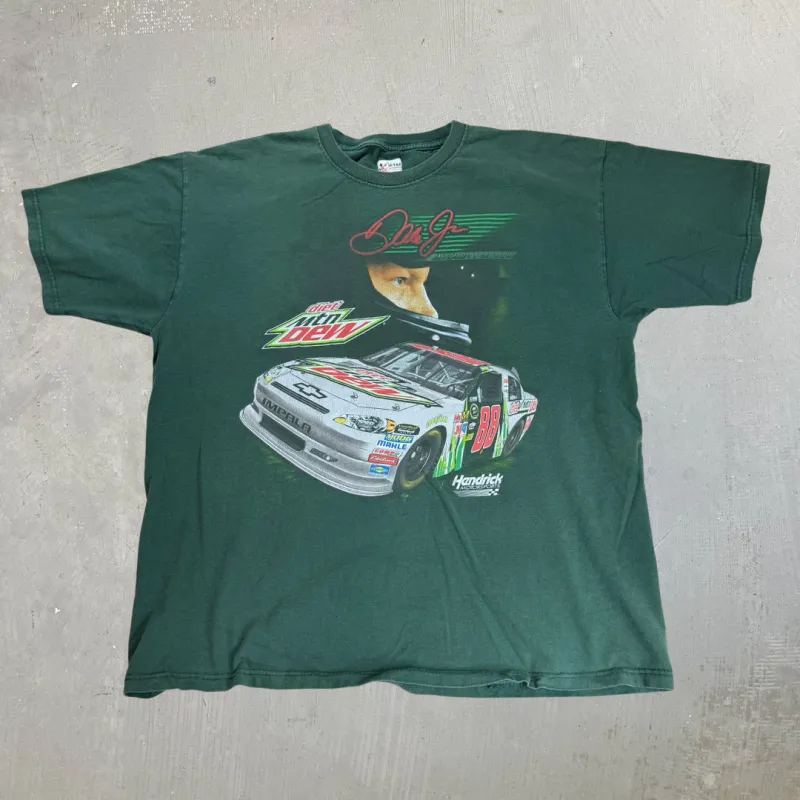 J- Vintage Nascar Dale Jr Mountain Dew Car Graphic Tee - XL made by Nascar