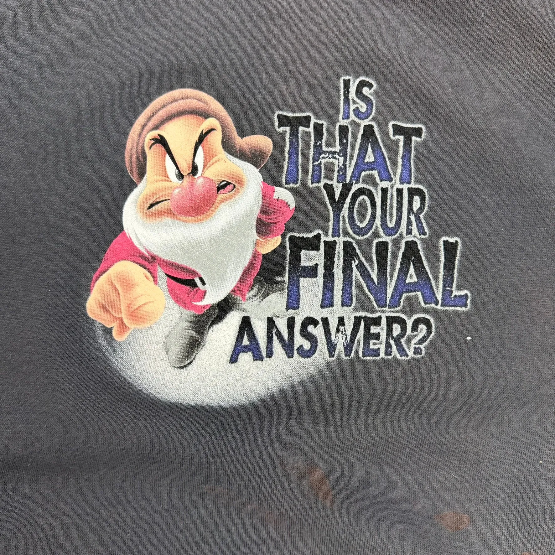 J- Vintage Disney Store Grumpy Dwarf Graphic & Text Crewneck - 2XL sold by HG Vintage product image thumbnail 2