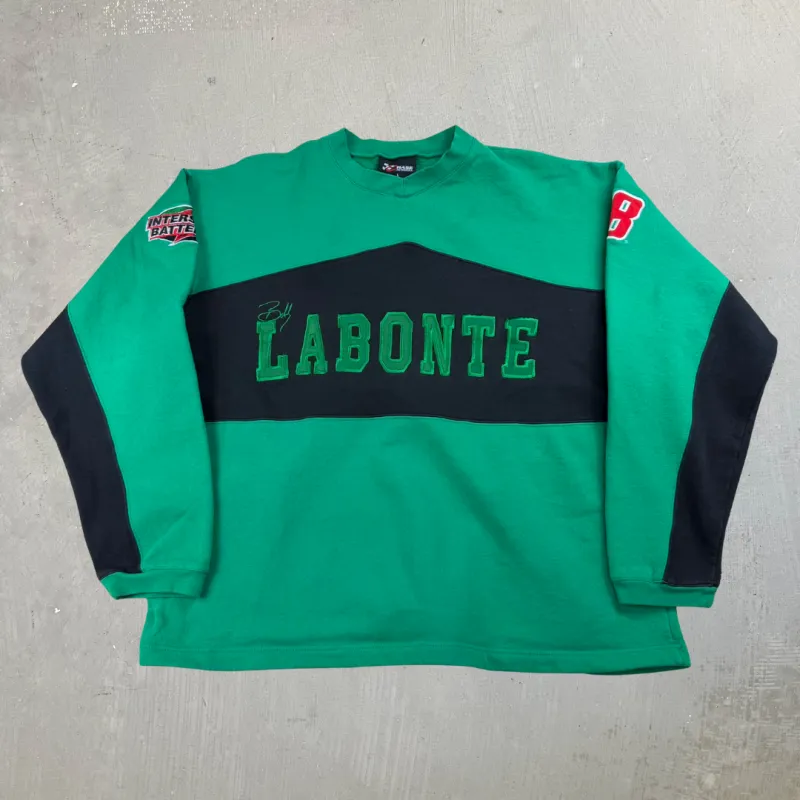 J- Vintage Nascar Bobby Labonte Embroidered Text Crewneck - L made by Nascar