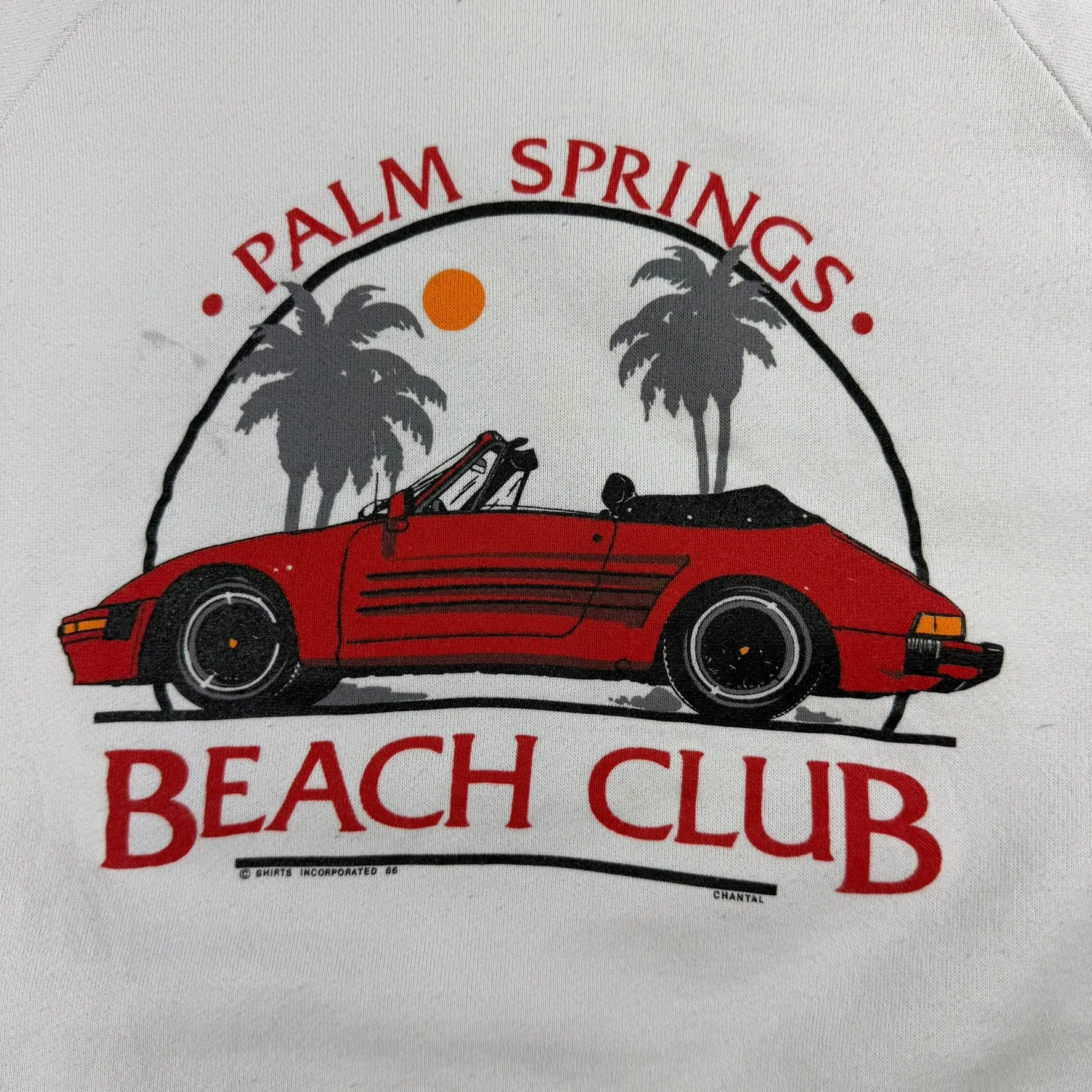 J- Vintage '86 Palm Spring Beach Club Car Graphic Made In USA Crewneck - XL sold by HG Vintage product image thumbnail 2