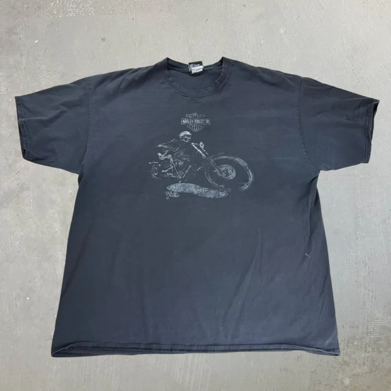 J- Vintage Harley Davidson Bay City Skeleton Graphic Tee - 2XL sold by HG Vintage