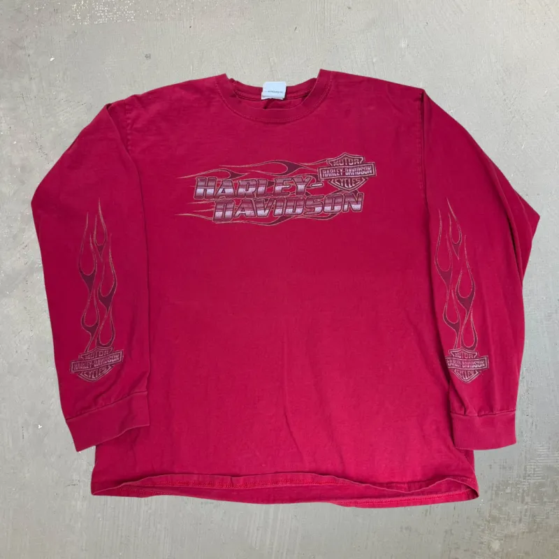 J- '14 Harley Davidson Charleston Flames Long Sleeve Tee - L made by Harley-Davidson