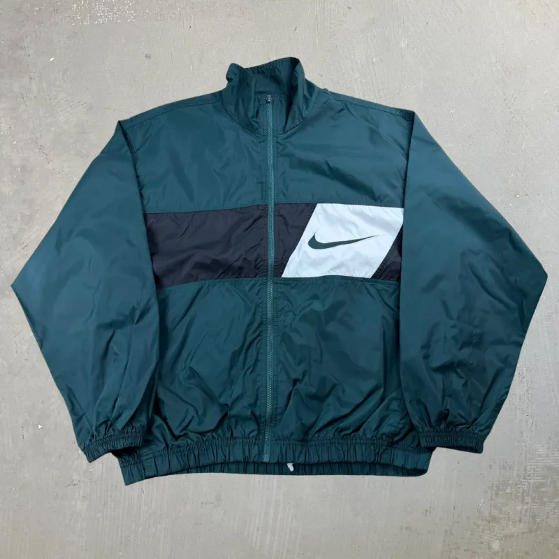 J- Vintage Nike Embroidered Swoosh Green Lightweight Jacket - L made by HG Vintage