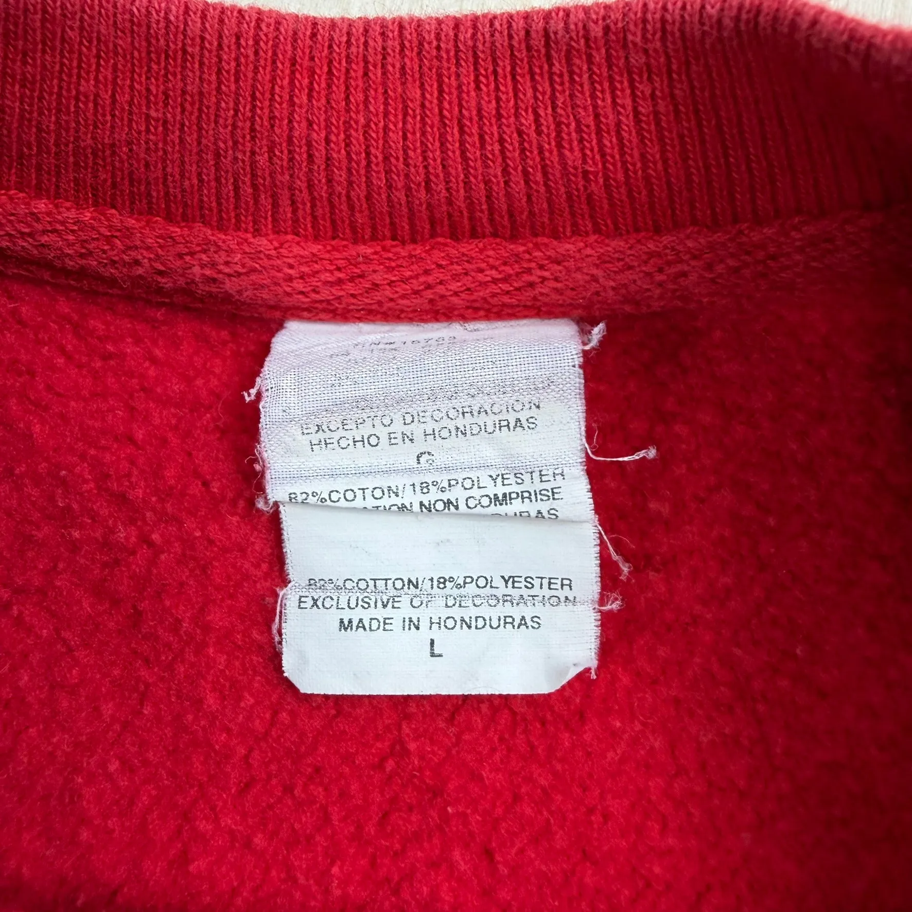 J- Vintage Champion Reverse Weave Embroidered Logo Red Crewneck - L sold by HG Vintage product image thumbnail 3