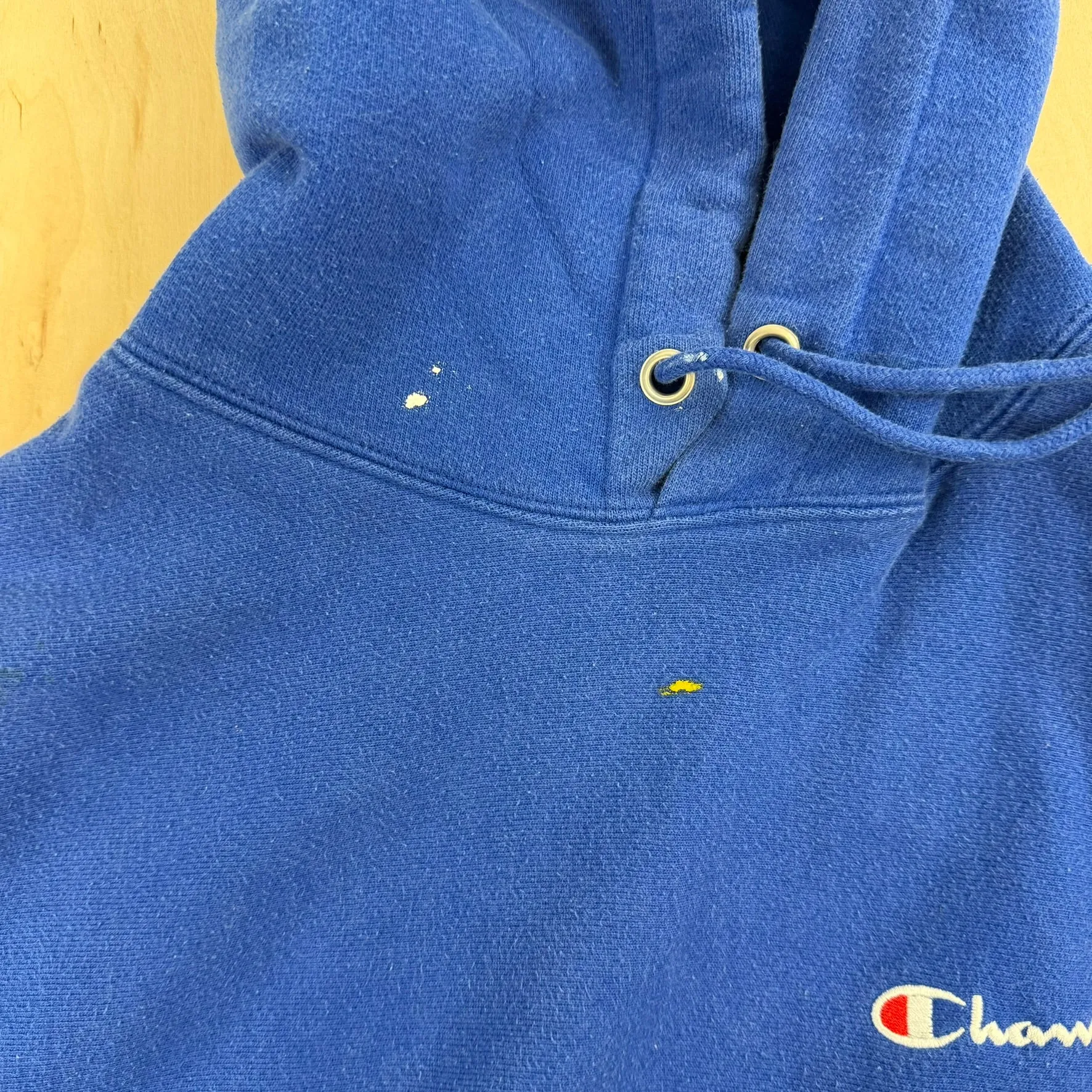 J- Vintage Champion Reverse Weave Embroidered Text Blue Hoodie - L sold by HG Vintage product image thumbnail 4