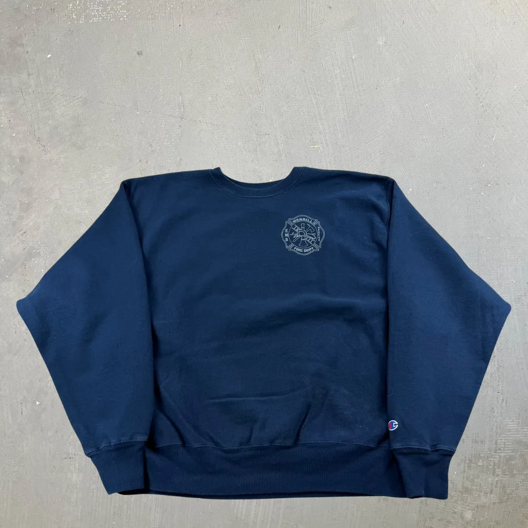 J- Vintage Champion Reverse Weave Merrill Fire Department Crewneck - XL sold by HG Vintage