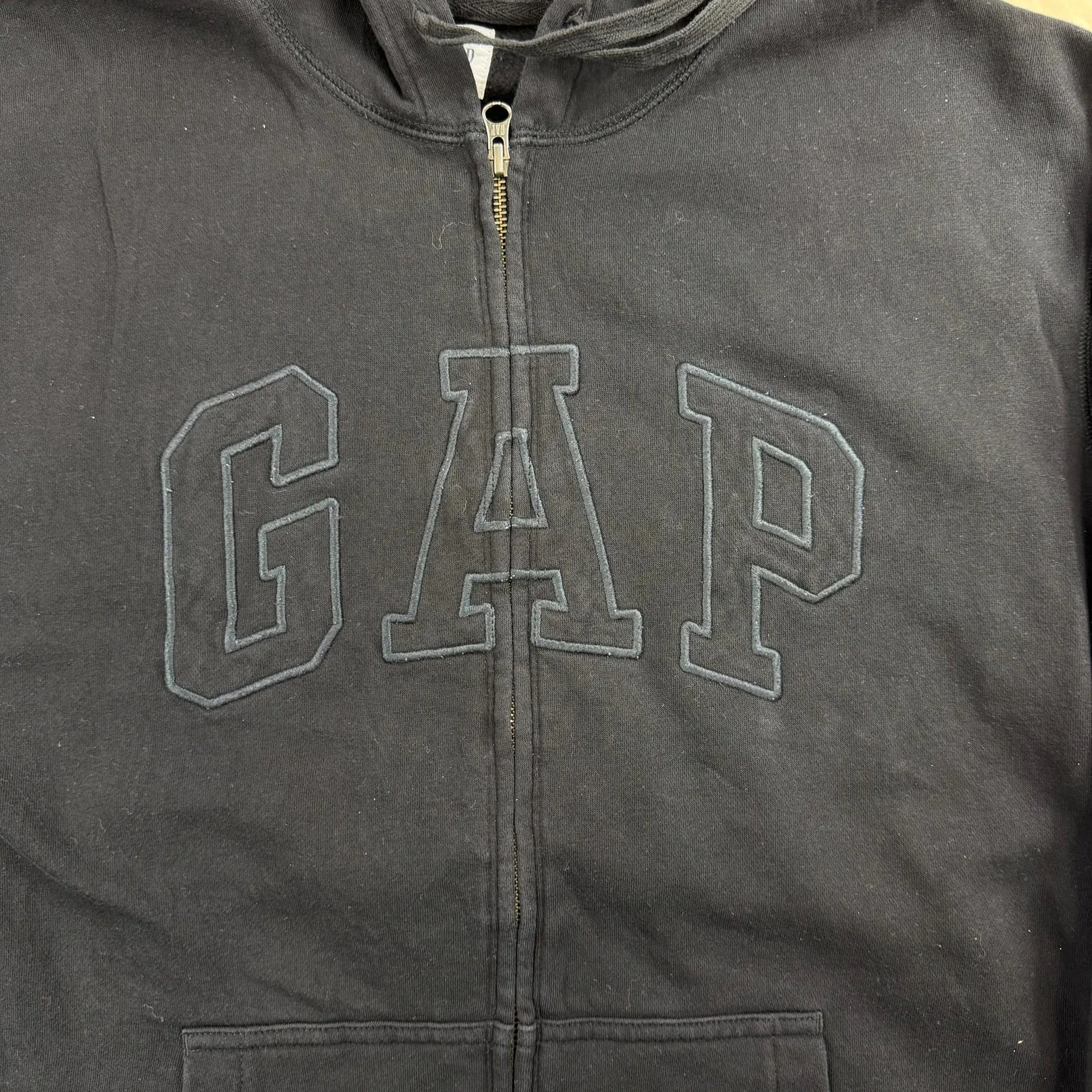 J- Vintage Gap Embroidered Text Black Zip Up Hoodie - 2XL sold by HG Vintage product image thumbnail 2