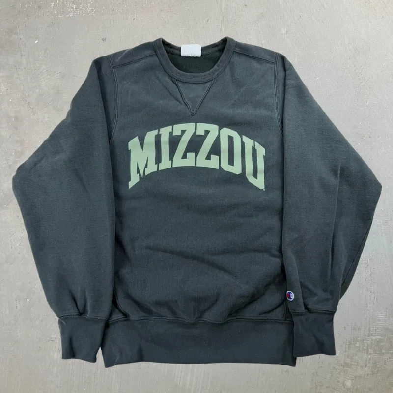 J- Vintage Champion Reverse Weave Mizzou Text Crewneck - S made by HG Vintage
