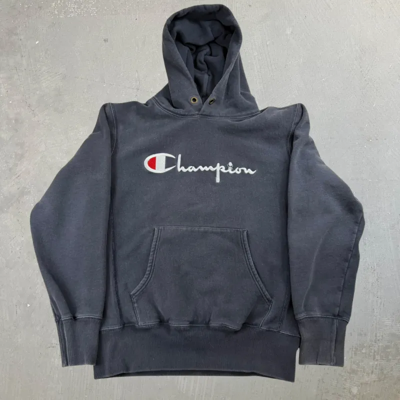 J- Vintage Champion Reverse Weave Embroidered Text Hoodie - M made by HG Vintage