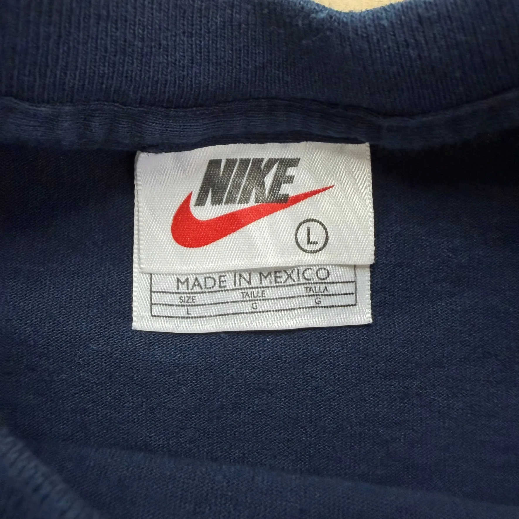 J- Vintage Nike Text & Swoosh Graphic Navy Tee - L sold by HG Vintage product image thumbnail 3