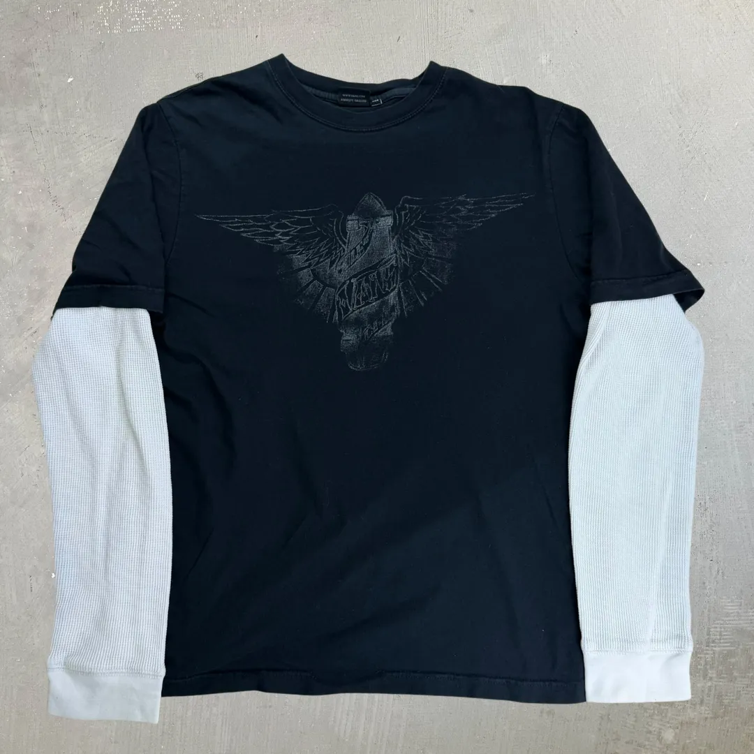 J- Vans Skateboard & Wings Graphic Waffle Long Sleeve Two Piece Tee - L sold by HG Vintage