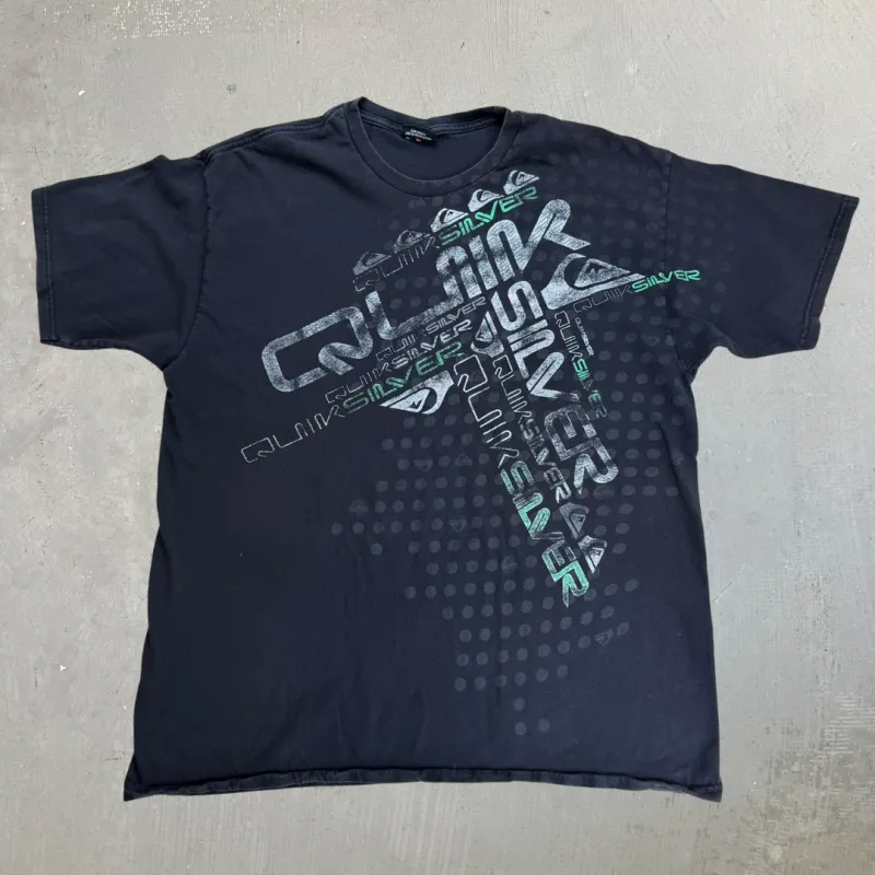 J- Quicksilver Text & Dots Graphic Tee - XL sold by HG Vintage