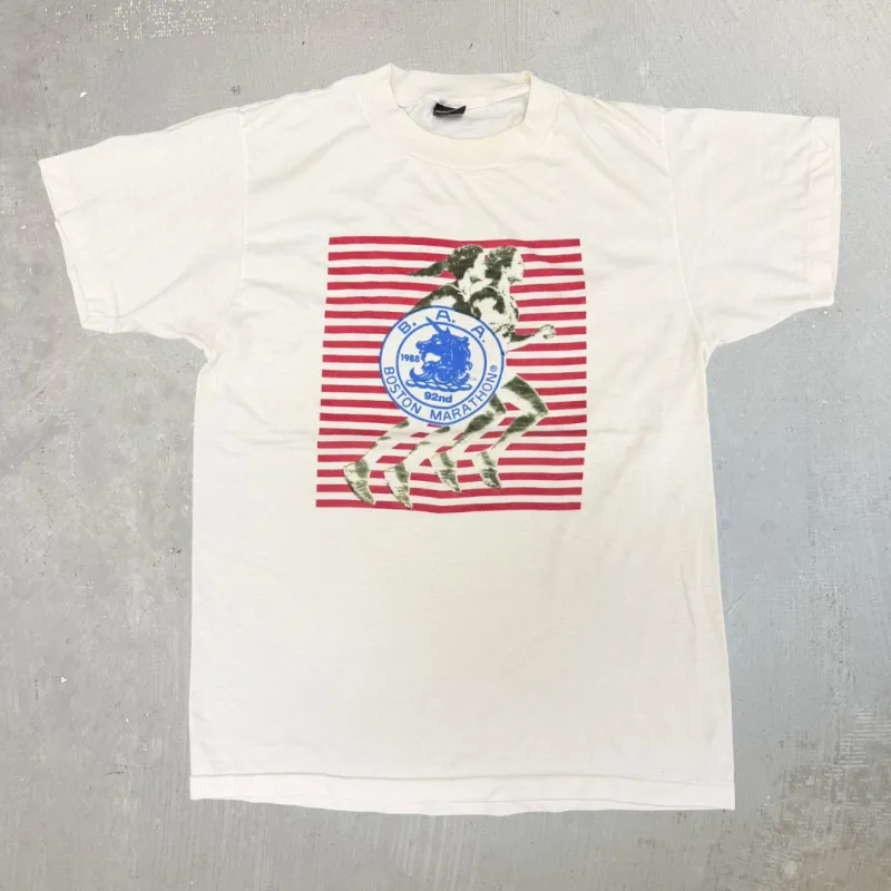 J- Vintage '88 B.A.A 92nd Boston Marathon Graphic Made In USA Single Stitch Tee - L sold by HG Vintage
