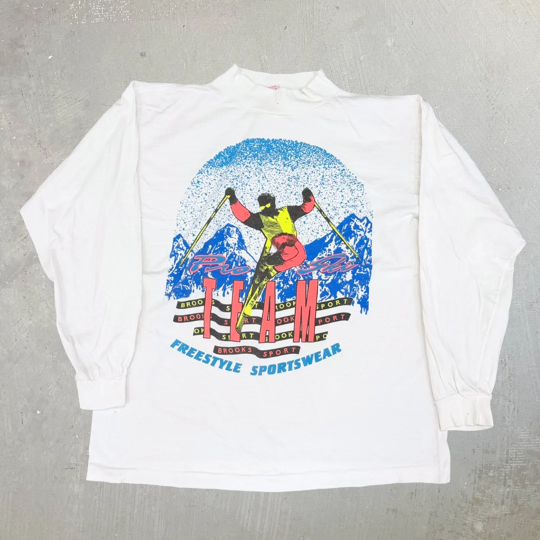 J- Vintage Brooks Sports Pro Sky Team Graphic Long Sleeve Tee - XL sold by HG Vintage