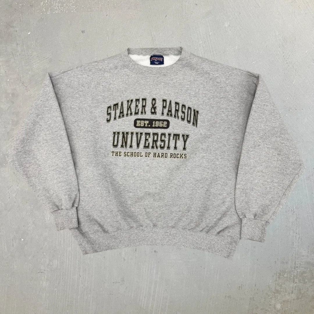 J- Vintage Staker & Parson University Text Jansport Made In USA Crewneck - 2XL sold by HG Vintage