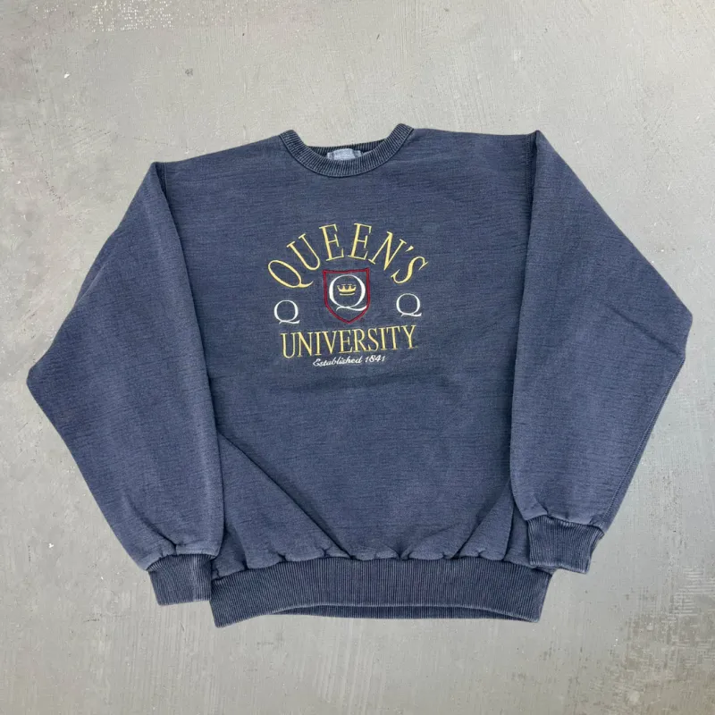J- Vintage Queen's University Embroidered Text Graphic Crewneck - M sold by HG Vintage