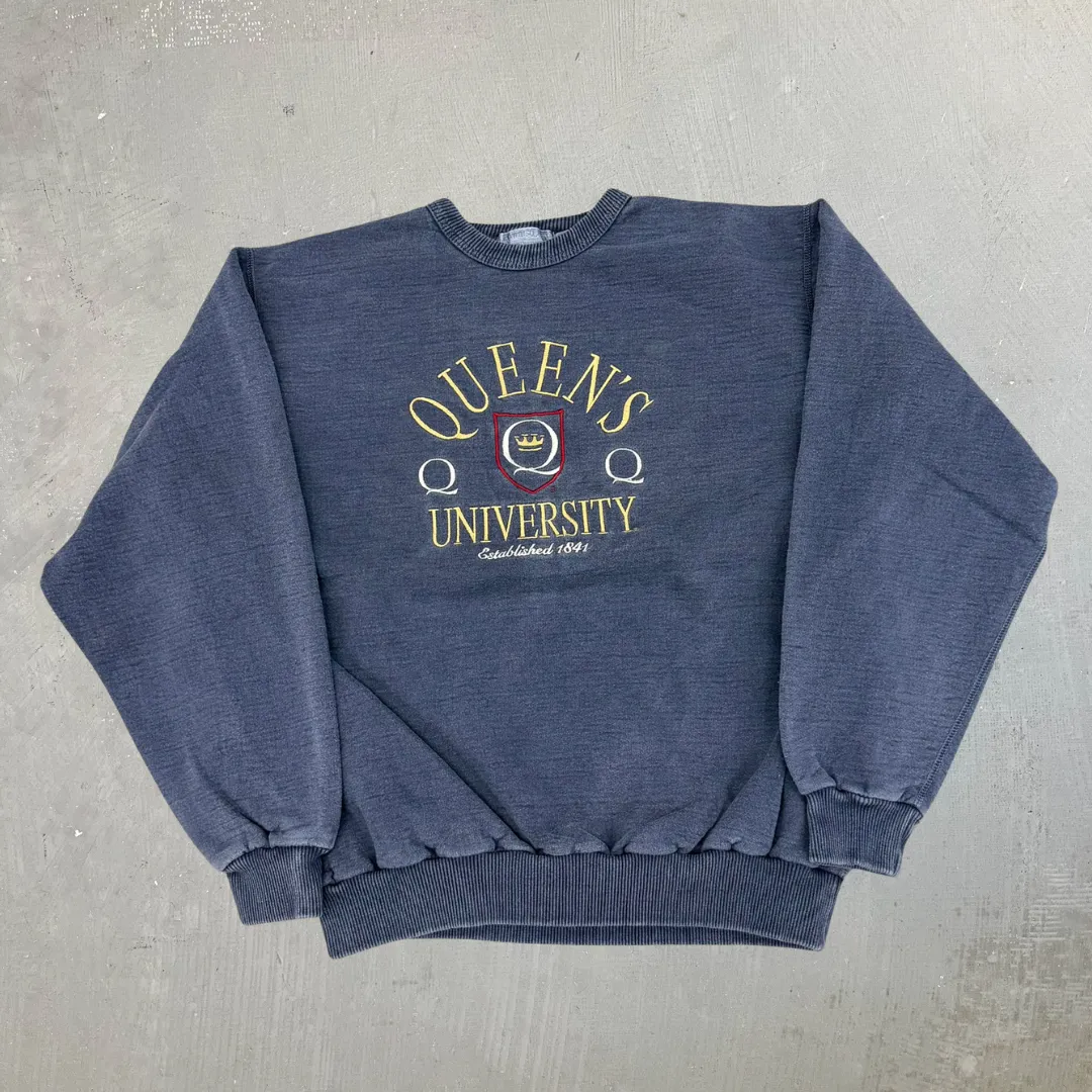 J- Vintage Queen's University Embroidered Text Graphic Crewneck - M sold by HG Vintage