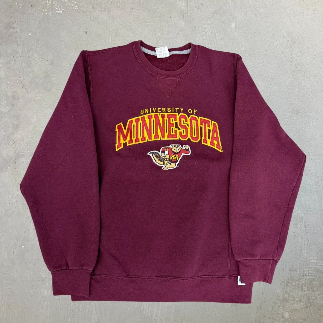 J- Vintage University Of Minnesota Embroidered Mascot & Text Crewneck - M sold by HG Vintage