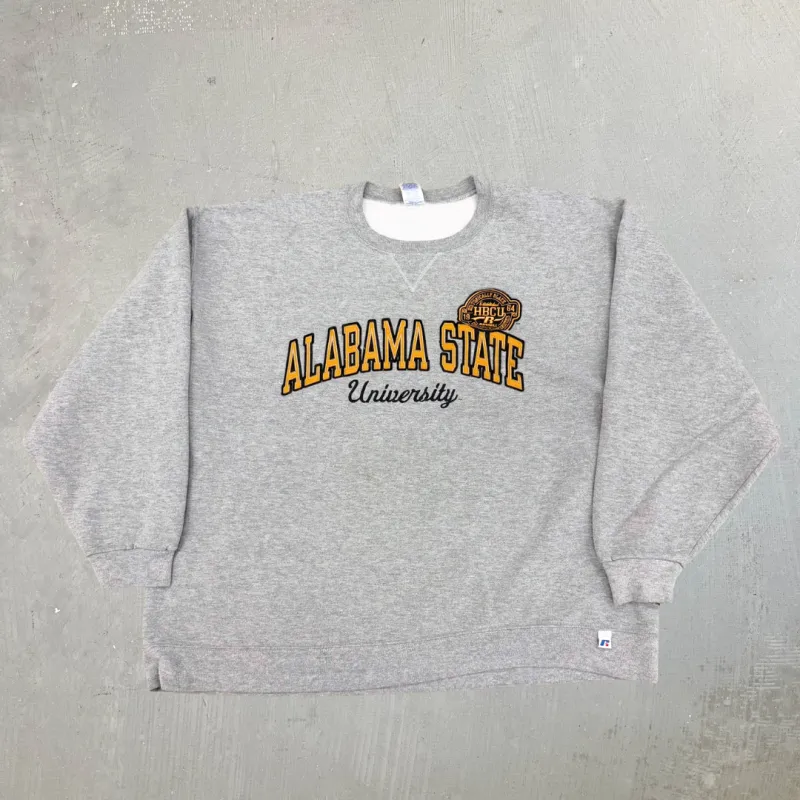 J- Alabama State University Russell Embroidered Text Crewneck - 2XL made by HG Vintage