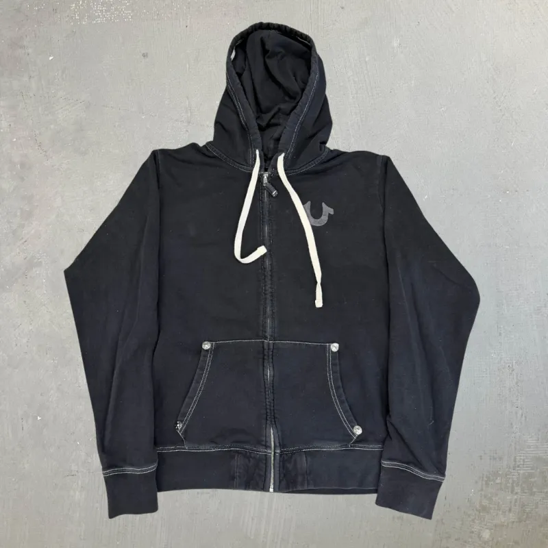 J- Vintage True Religion Logo Black Zip Up Hoodie - XL sold by HG Vintage