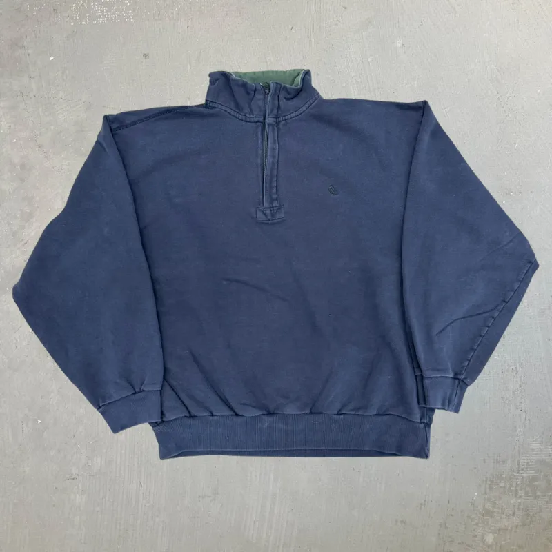 J- Vintage Nautica Navy Quarter Zip Crewneck - 2XL made by HG Vintage