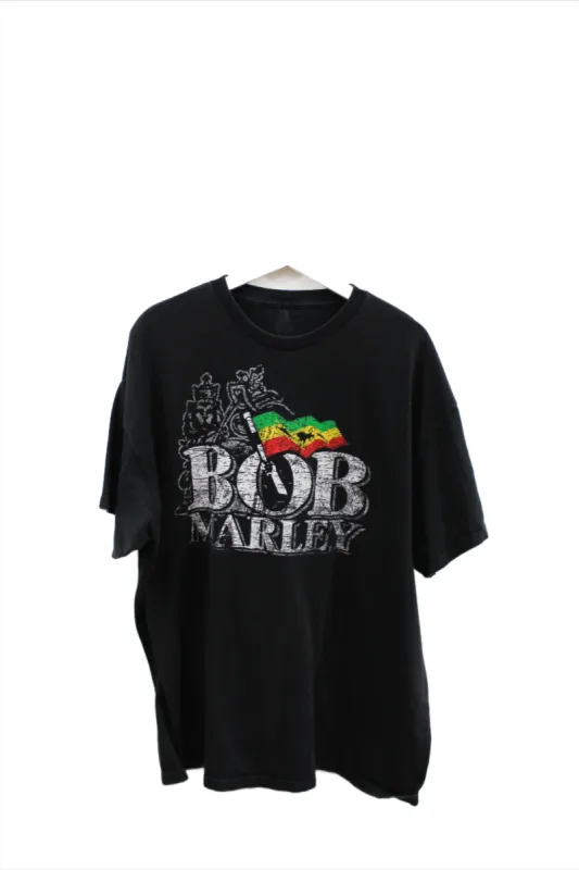 X - Bob Marley Script & Flag Tee sold by HG Vintage