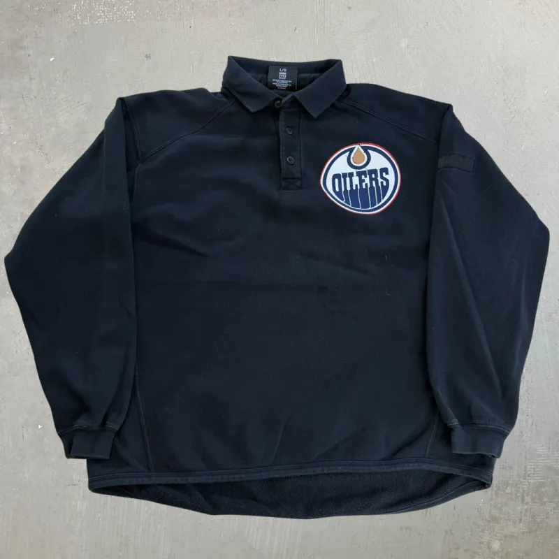 J- Vintage Edmonton Oilers NHL Henley Crewneck - L sold by HG Vintage