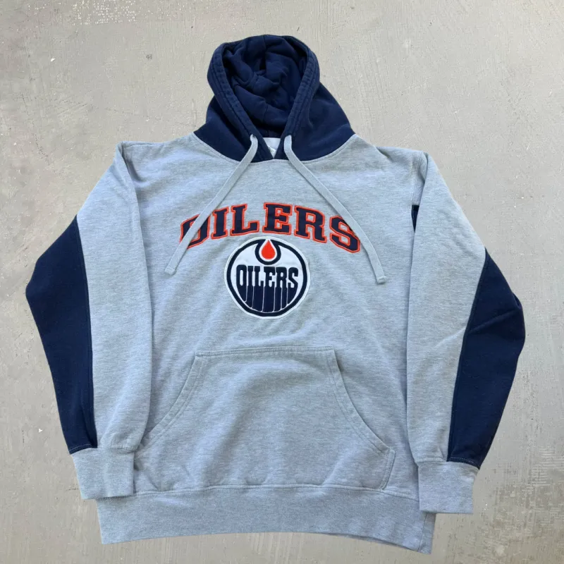 J- Edmonton Oilers NHL Embroidered Logo & Text Hoodie - M made by HG Vintage