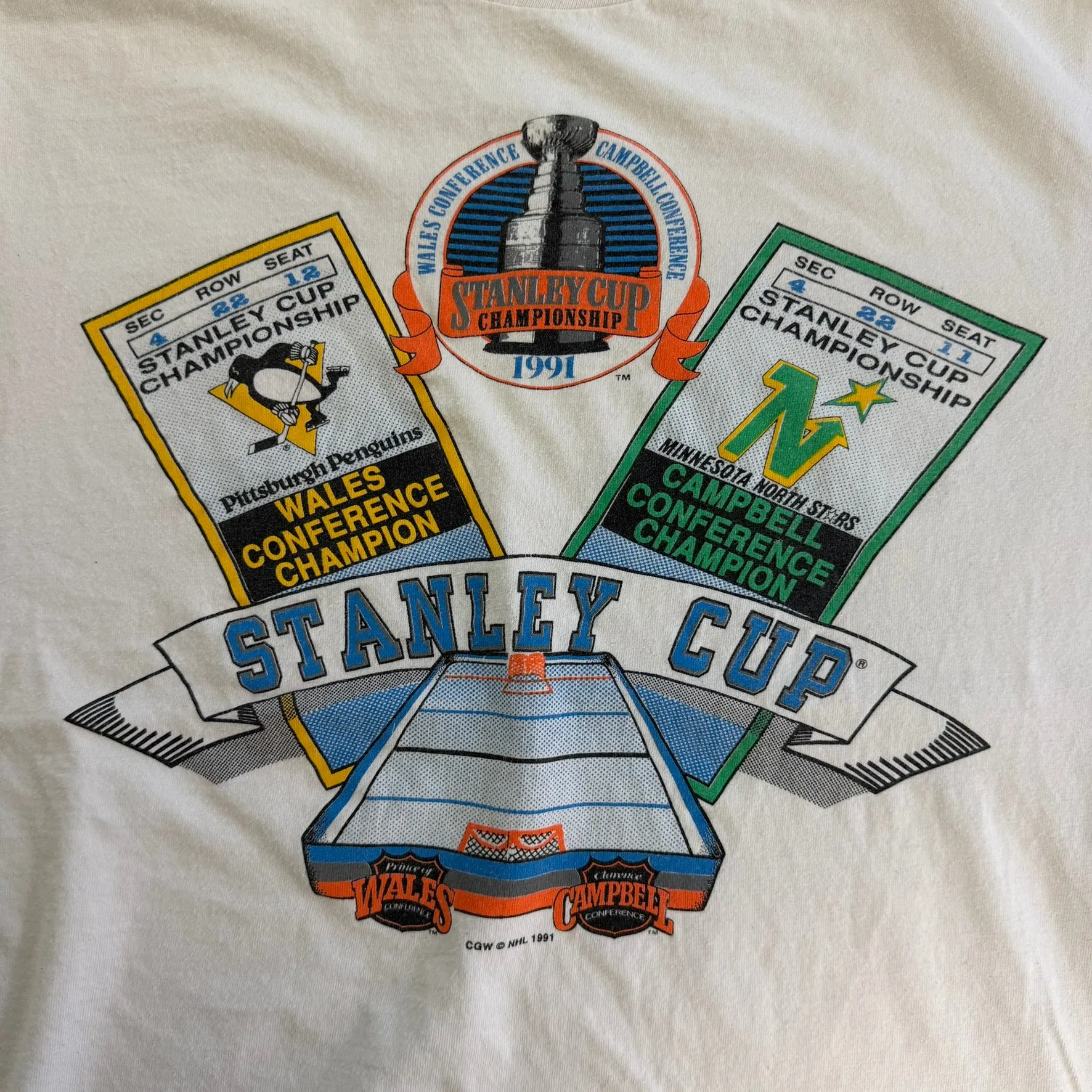 J- Vintage '91 Penguins Vs North Stars NHL Stanley Cup Graphic Single Stitch Tee - M sold by HG Vintage product image thumbnail 2