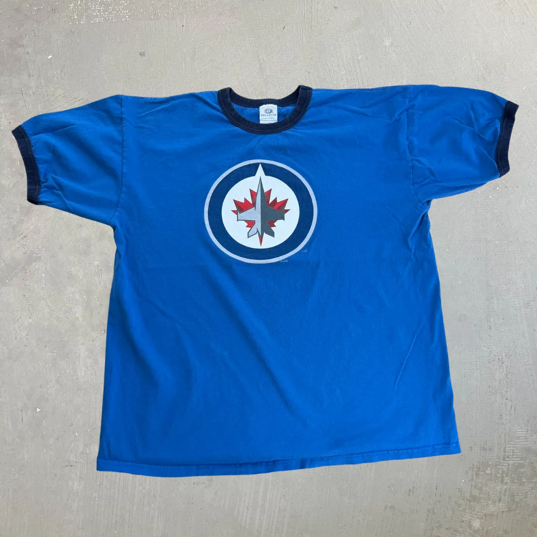 J- Vintage Winnipeg Jets NHL Logo Ringer Tee - XL sold by HG Vintage
