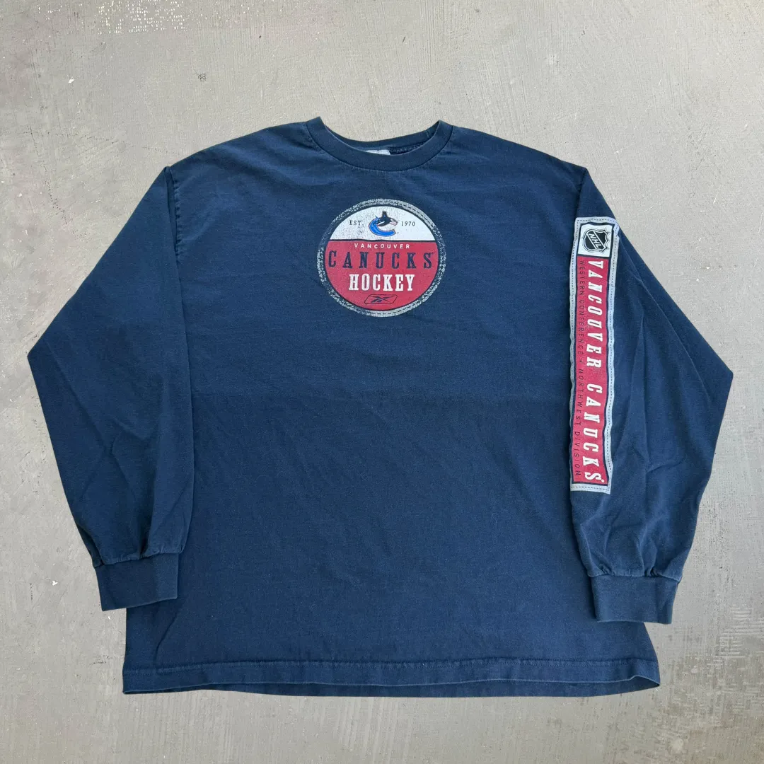 J- Vintage Vancouver Canucks NHL Reebok Logo Long Sleeve Tee - XL sold by HG Vintage