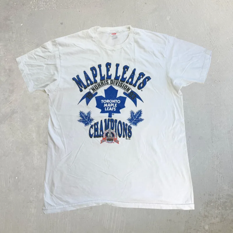 J- Vintage '93 Toronto Maple Leafs North Division Champions NHL Made In USA Single Stitch Tee - XL sold by HG Vintage