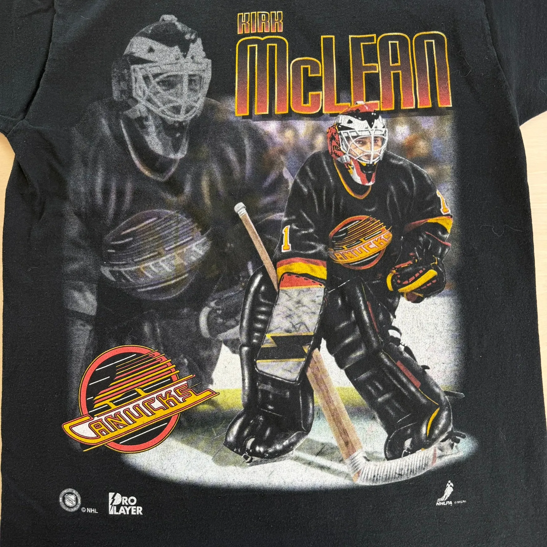 J- Vintage Vancouver Canucks Kirk McLean Picture NHL Pro Player Made In USA Single Stitch Tee - M sold by HG Vintage product image thumbnail 2