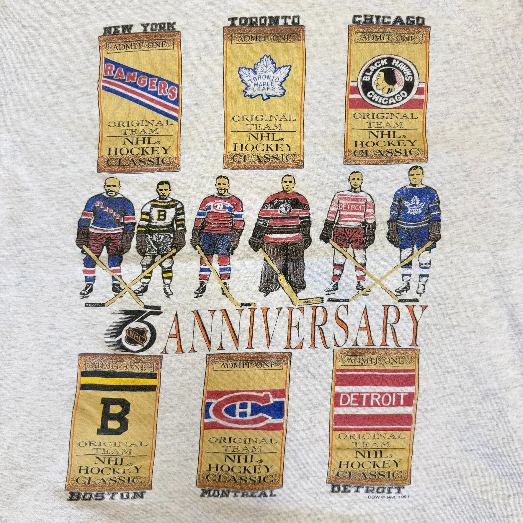 J- Vintage '91 NHL 75th Anniversary Original 6 Teams Graphic Tee - XL sold by HG Vintage product image thumbnail 2