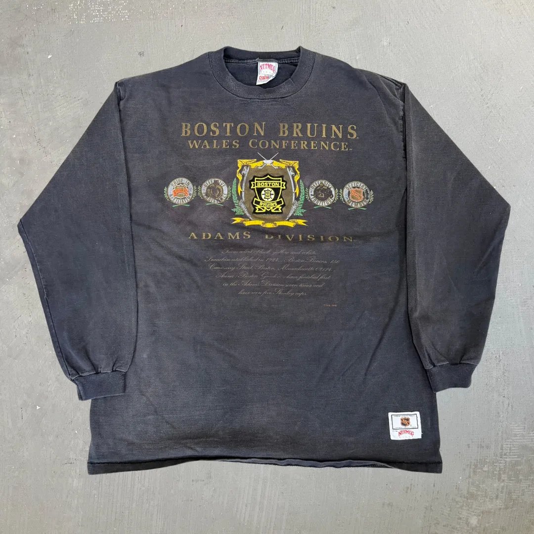 J- Vintage Boston Bruins NHL CCM Logo & Text Long Sleeve Tee - XL sold by HG Vintage