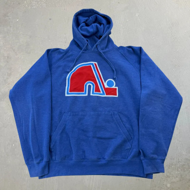 J- Vintage Quebec Nordiques NHL Old Time Hockey Embroidered Logo Hoodie - M made by HG Vintage