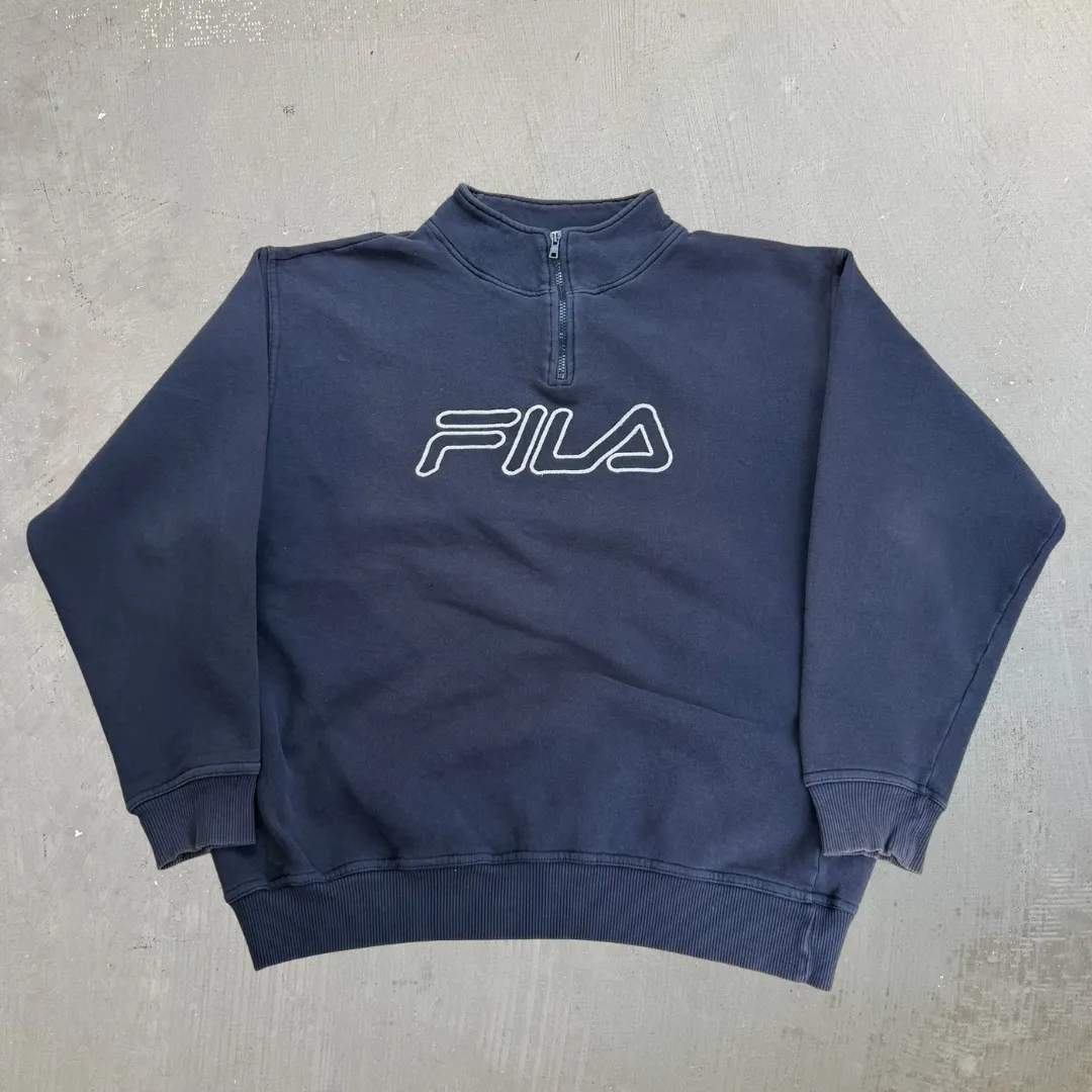 J- Vintage Fila Embroidered Text Quarter Zip Crewneck - XL sold by HG Vintage
