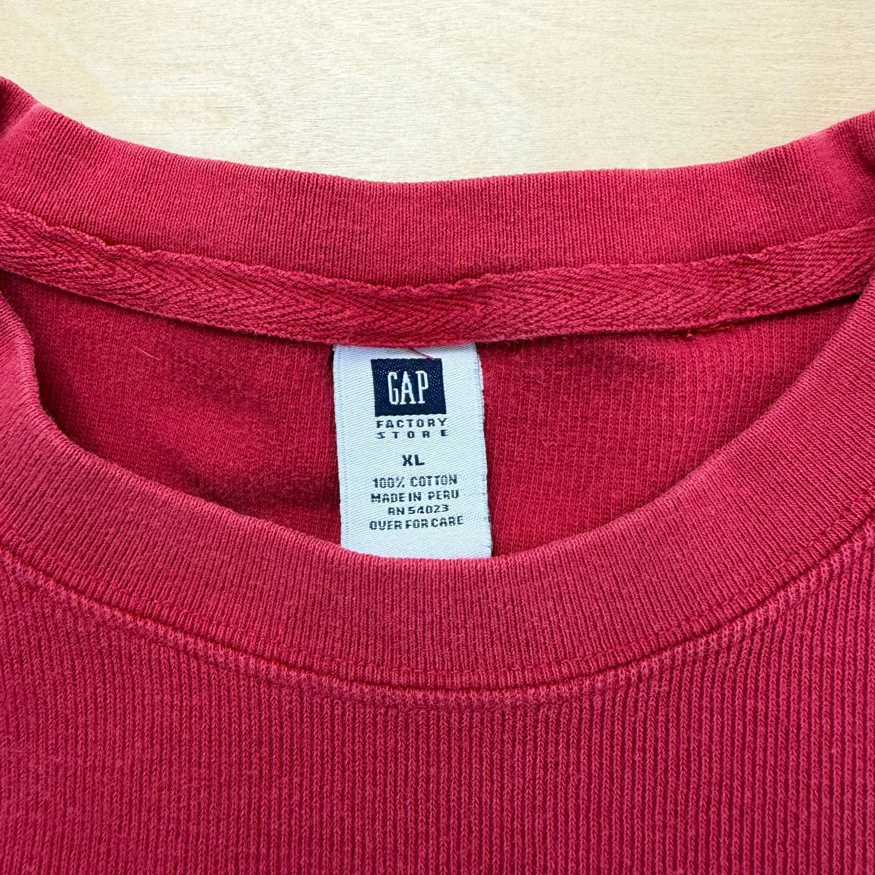 J- Vintage GAP Factory Store Red Blank Long Sleeve Tee - XL sold by HG Vintage product image thumbnail 3