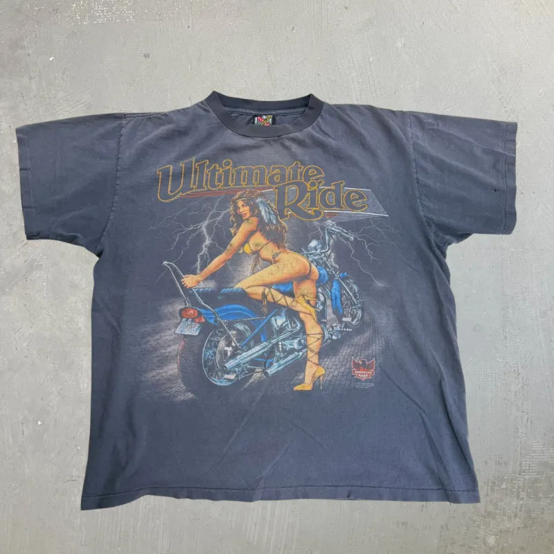 J- Vintage 3D Emblem Ultimate Ride Motorcycle Graphic Made In USA Single Stitch Tee - XL sold by HG Vintage