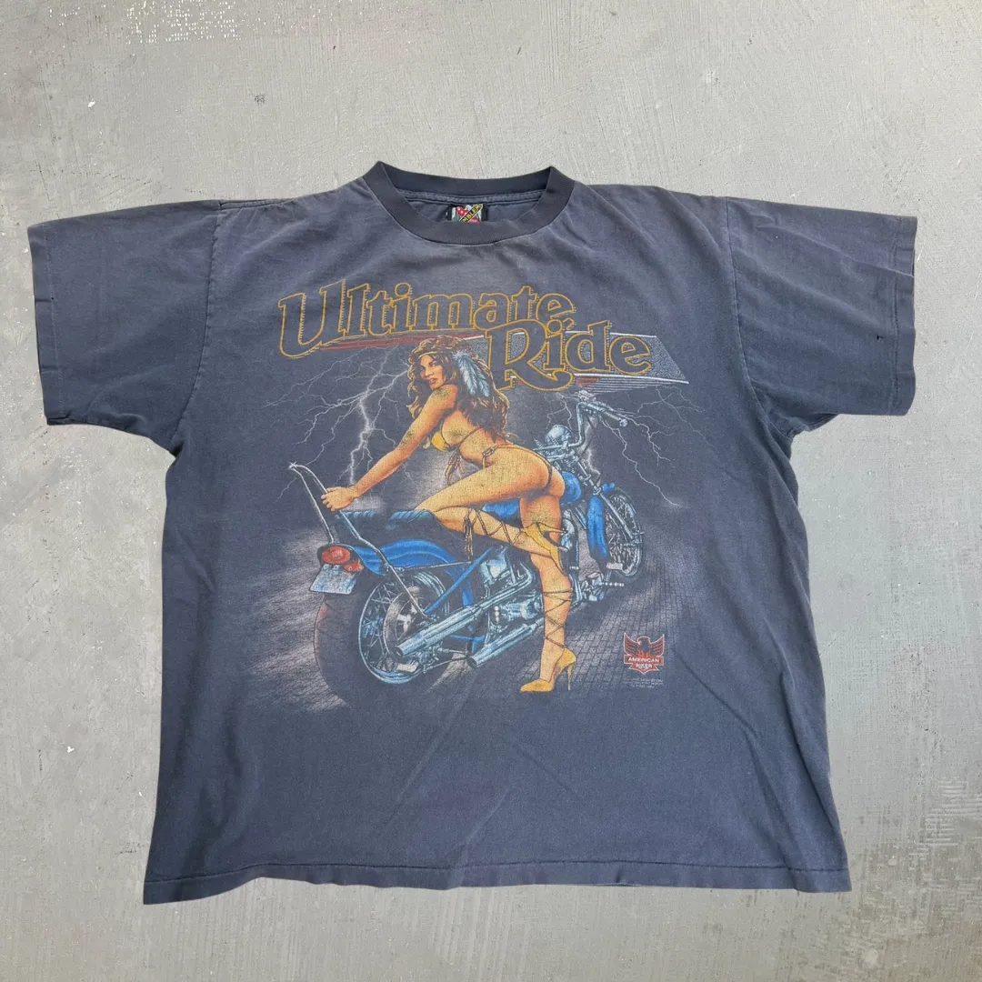 J- Vintage 3D Emblem Ultimate Ride Motorcycle Graphic Made In USA Single Stitch Tee - XL sold by HG Vintage