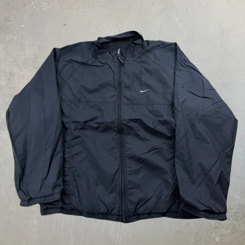 J- Vintage Nike Embroidered Swoosh Black Lightweight Zip Up Jacket  - L made by HG Vintage