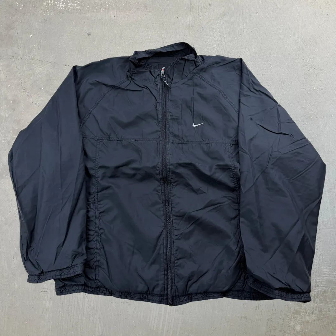 J- Vintage Nike Embroidered Swoosh Black Lightweight Zip Up Jacket - L sold by HG Vintage