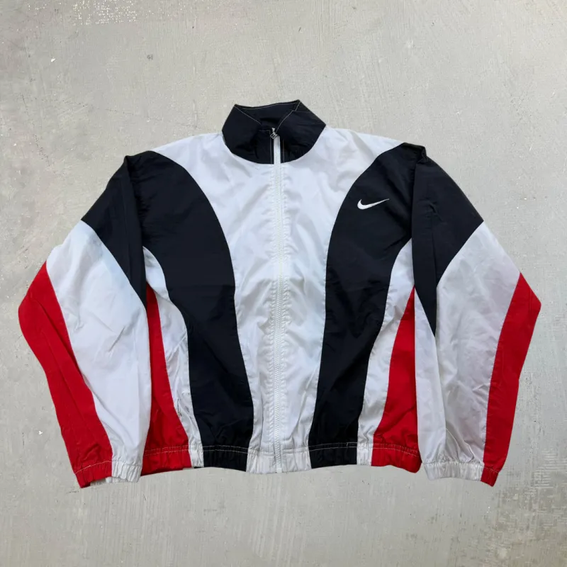 J- Vintage Nike Embroidered Swoosh Red/White Lightweight Zip Up Jacket  - M made by HG Vintage