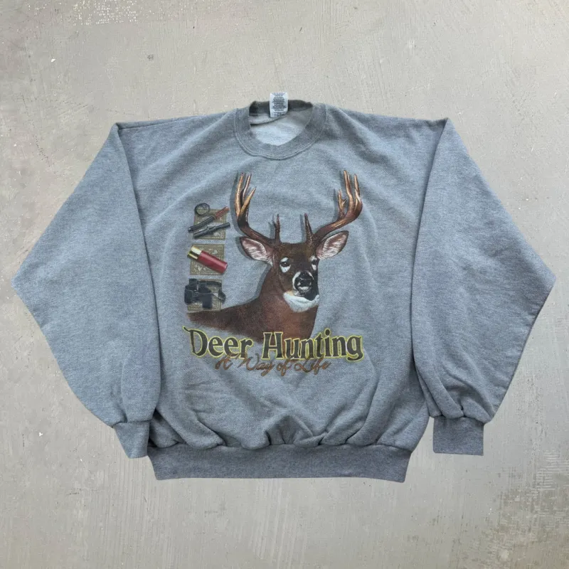 J- Vintage Deer Hunting A Way Of Life Graphic Crewneck - XL made by HG Vintage