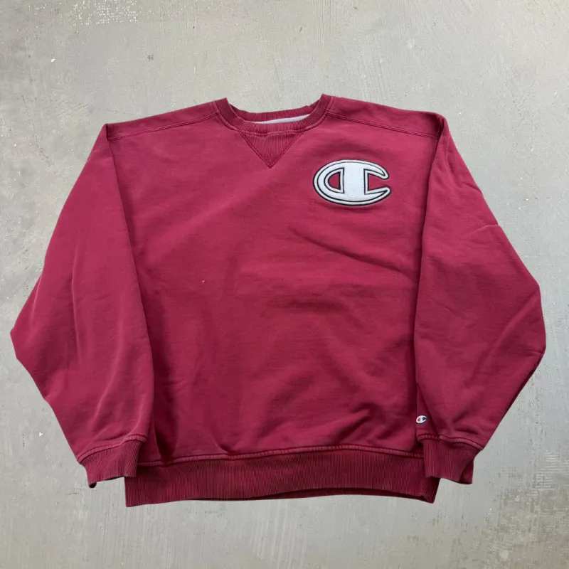 J- Vintage Champion Reverse Weave Chenille Embroidered Logo Crewneck - XL made by HG Vintage